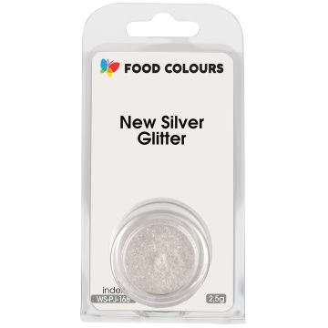 Metallic colour in powder - Food coloring - New Silver Glitter, 2.5 g
