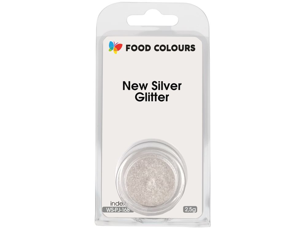 Barwnik metaliczny w proszku - Food Colours - New Silver Glitter, 2,5 g