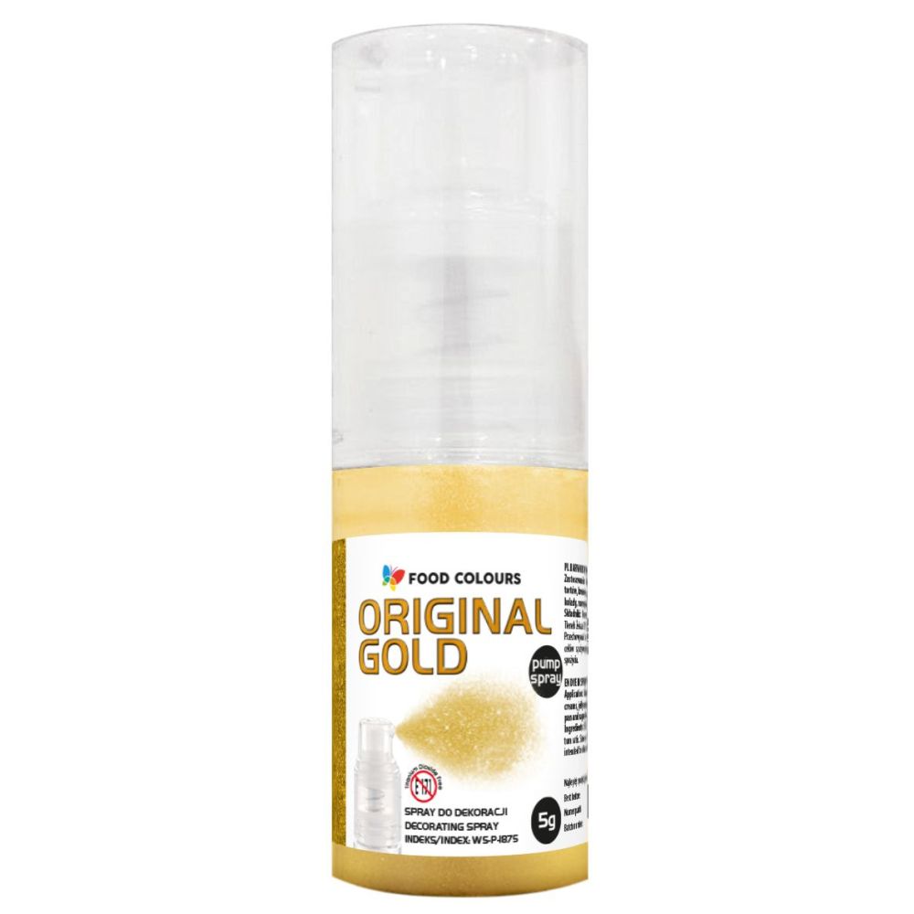 Barwnik w sprayu z pompką - Food Colours - Metallic Dust Original Gold, 5 g
