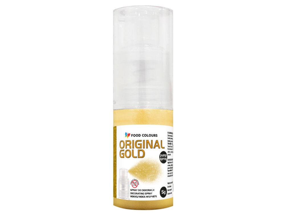 Barwnik w sprayu z pompką - Food Colours - Metallic Dust Original Gold, 5 g