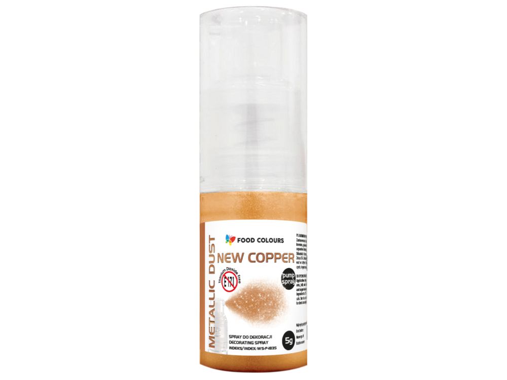 Barwnik w sprayu z pompką - Food Colours - Metallic Dust New Copper, 5 g