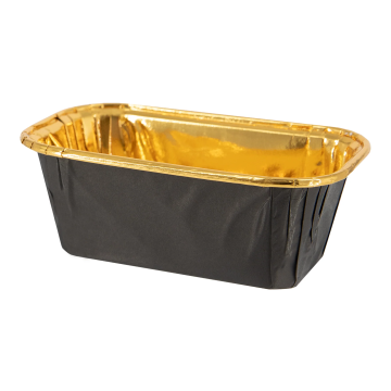 Rectangular baking cups for muffins - black and gold, 10 pcs.