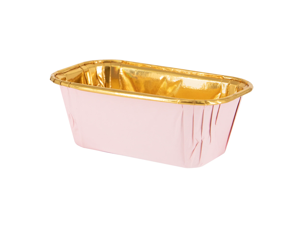 Rectangular baking cups for muffins - pink and gold, 10 pcs.