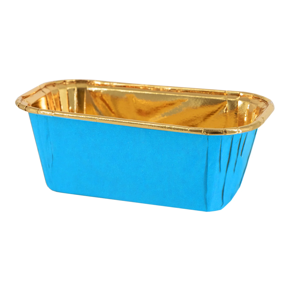 Rectangular baking cups for muffins - blue and gold, 10 pcs.