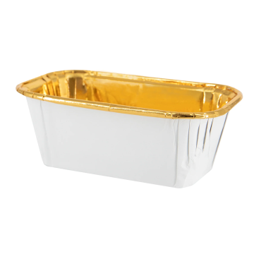 Rectangular baking cups for muffins - white and gold, 10 pcs.