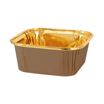 Square baking cups for muffins - brown and gold, 10 pcs.
