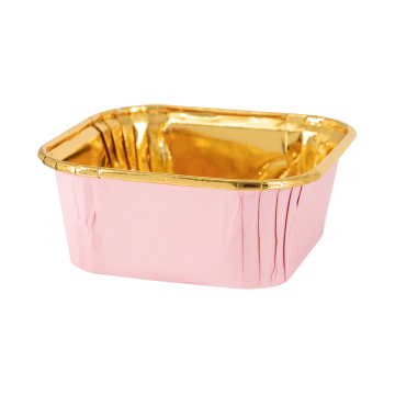 Square baking cups for muffins - pink and gold, 10 pcs.