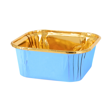 Square baking cups for muffins - blue and gold, 10 pcs.