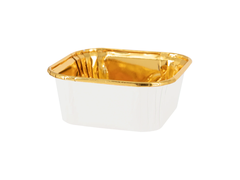 Square baking cups for muffins - white and gold, 10 pcs.