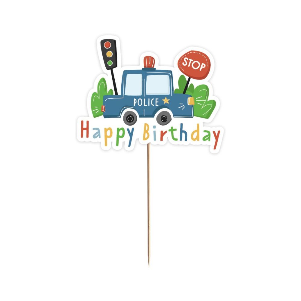 Topper urodzinowy na tort Police - GoDan - Happy Birthday