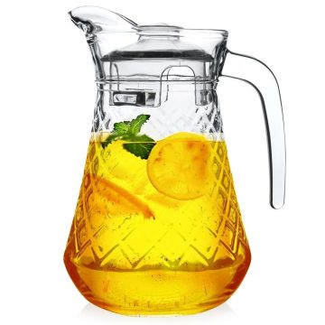Jug with handle and lid - Vilde - glass, 1.4 L