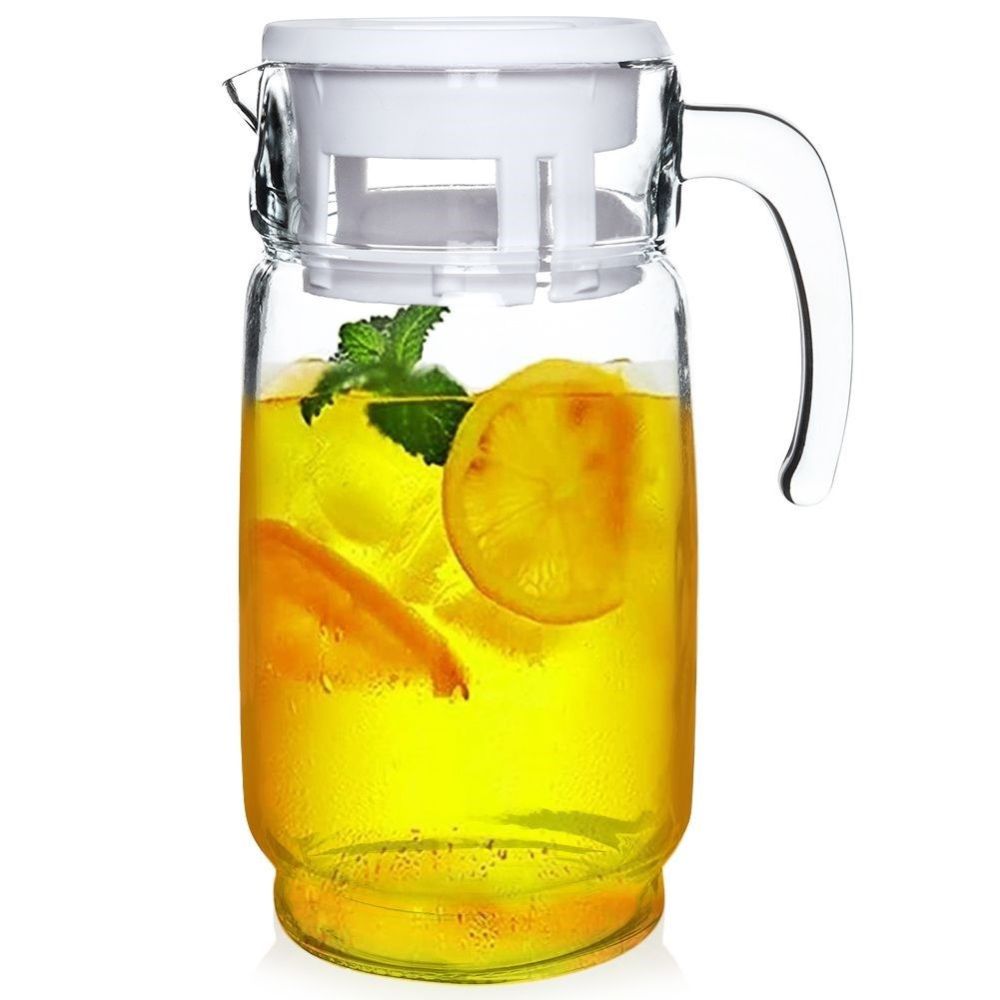 Jug with handle and lid - Vilde - glass, 2.0 L