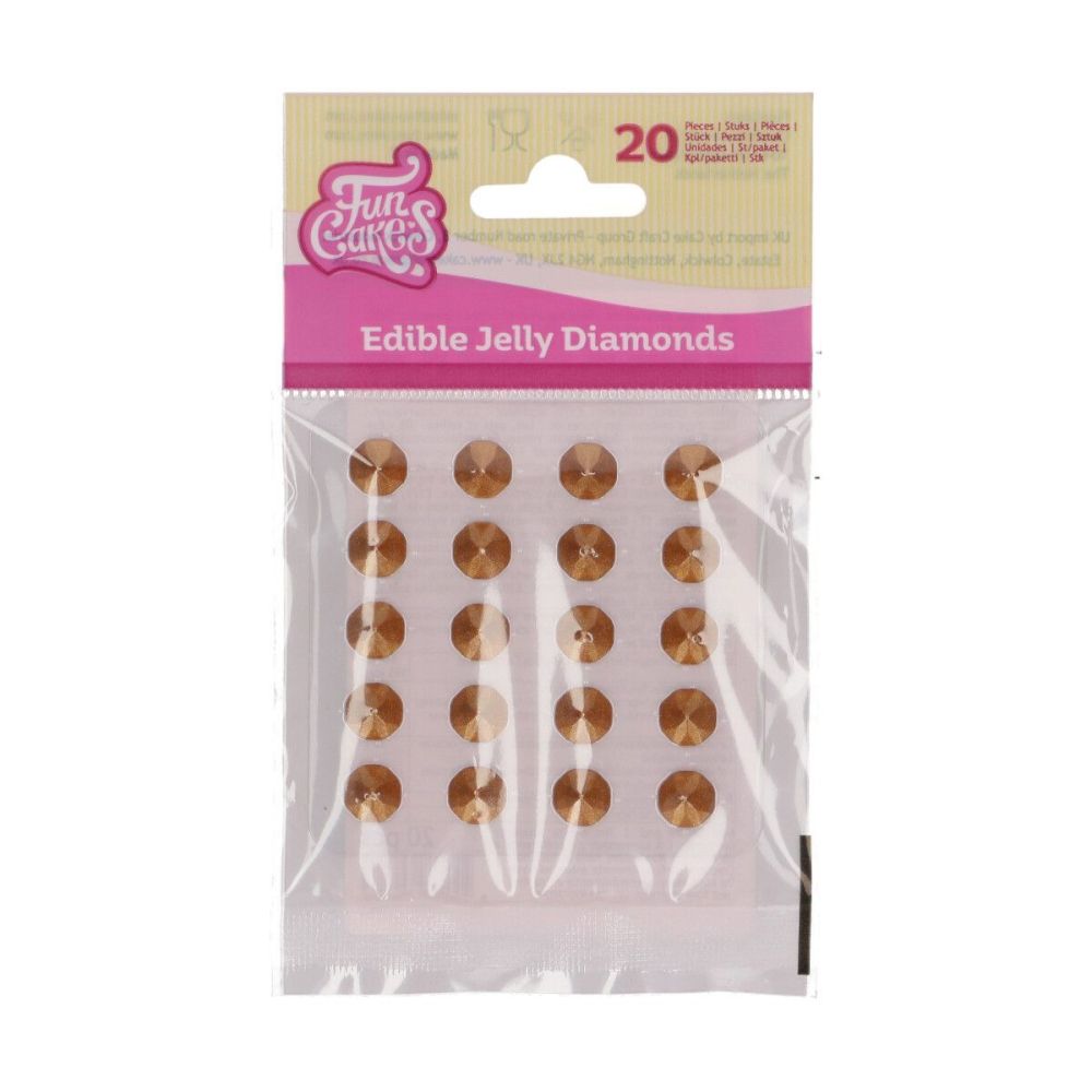 Edible Jelly Diamonds - FunCakes - Pearl Gold, 20 pcs.