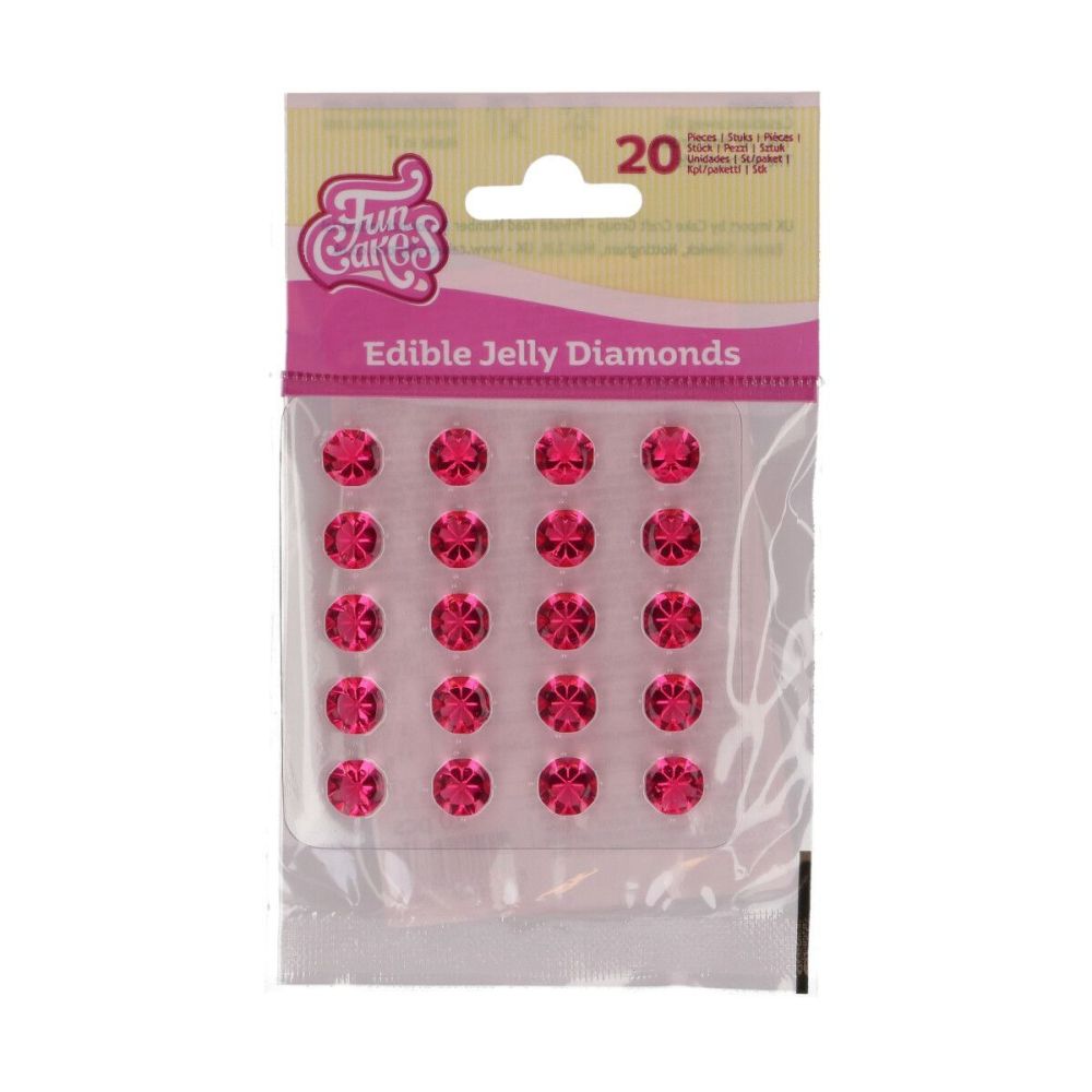 Edible Jelly Diamonds - FunCakes - Pink, 20 pcs.