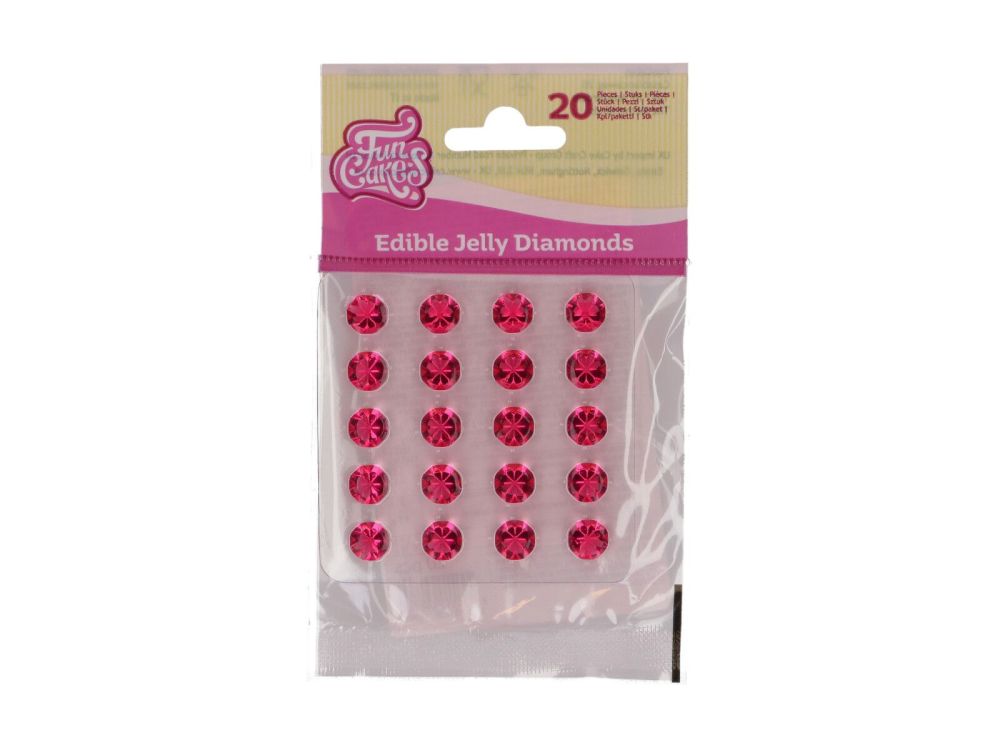 Edible Jelly Diamonds - FunCakes - Pink, 20 pcs.