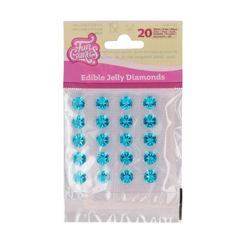 Edible Jelly Diamonds - FunCakes - Sky Blue, 20 pcs.