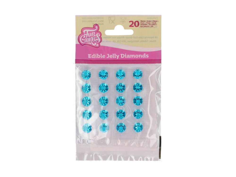 Edible Jelly Diamonds - FunCakes - Sky Blue, 20 pcs.