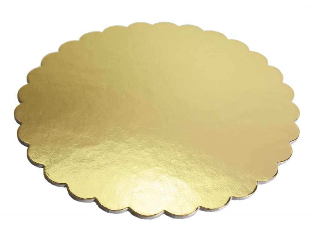 Cake board corrugated - gold, 26 cm