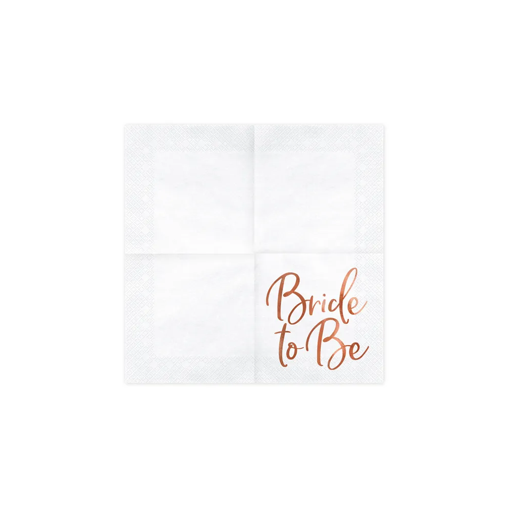 Paper napkins, Bride to Be - PartyDeco - rose gold, 16.5 cm, 20 pcs.