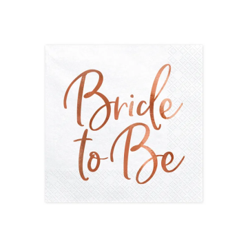 Serwetki papierowe Bride to Be - PartyDeco - 16,5 cm, 20 szt.