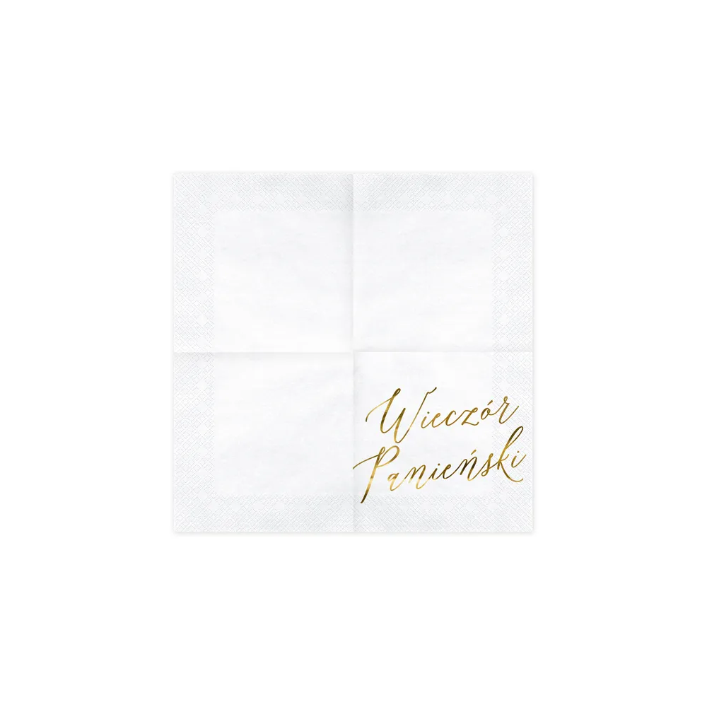 Paper napkins Wieczór Panieński - PartyDeco - gold, 16.5 cm, 20 pcs.