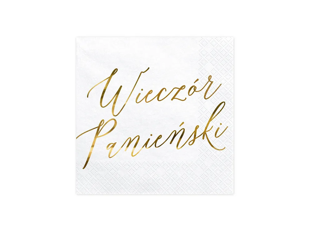 Paper napkins Wieczór Panieński - PartyDeco - gold, 16.5 cm, 20 pcs.