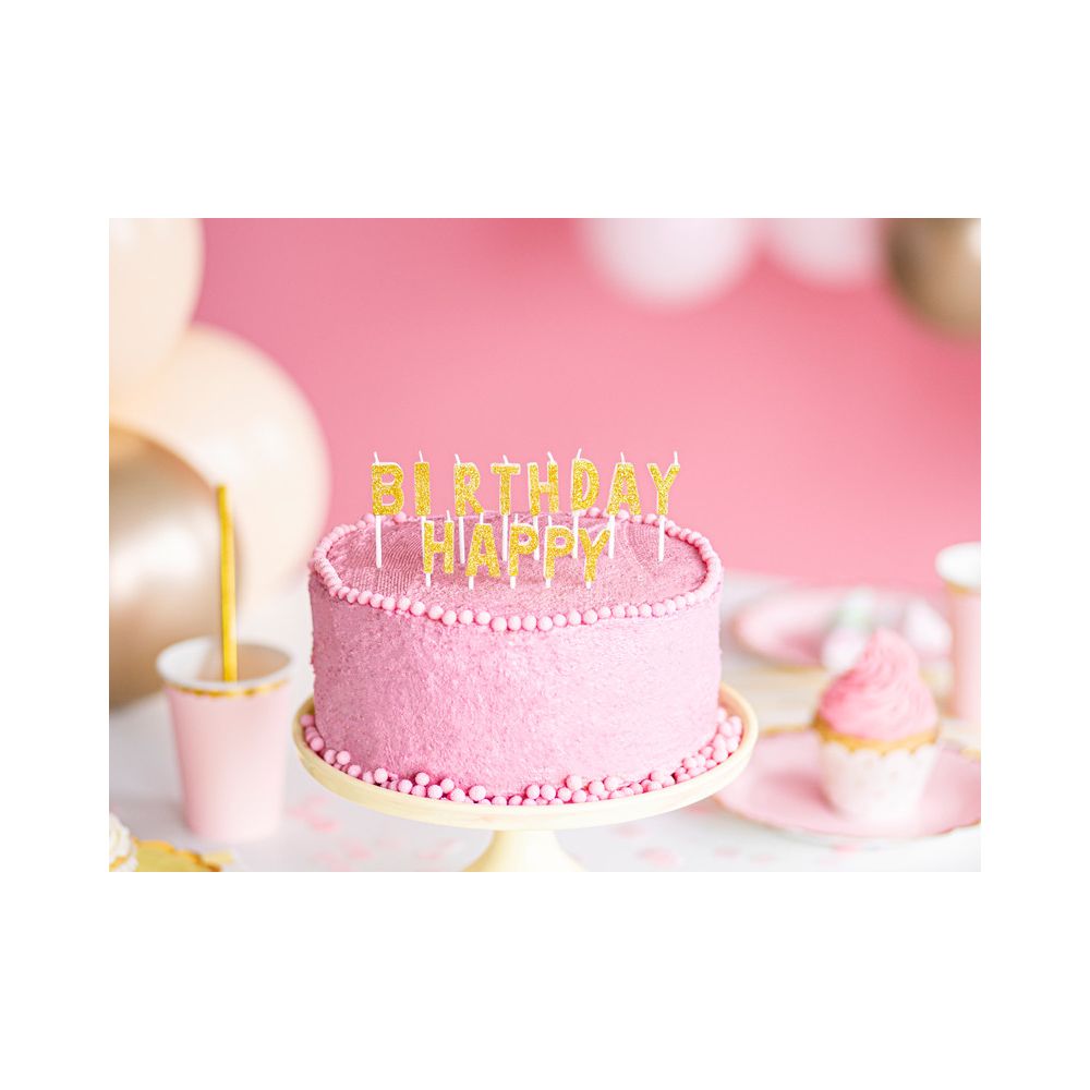 Happy Birthday candles - PartyDeco - gold