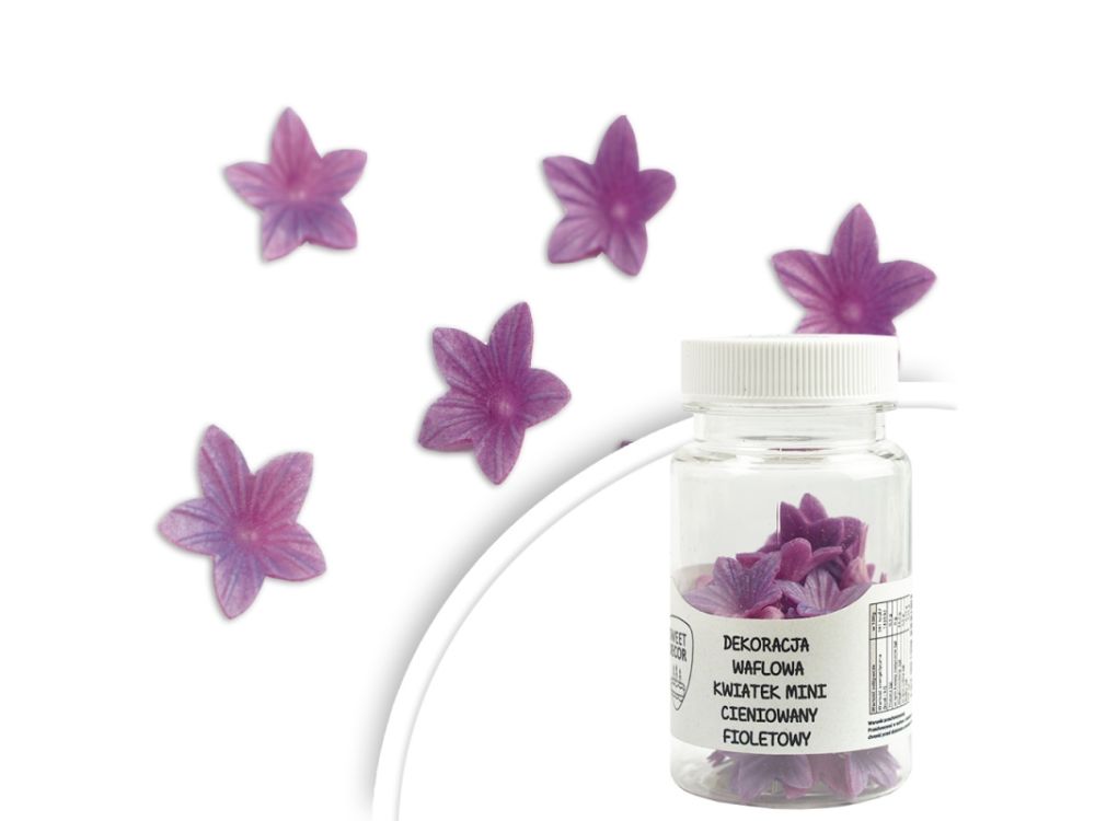 Edible wafer flowers - purple, 40 pcs.