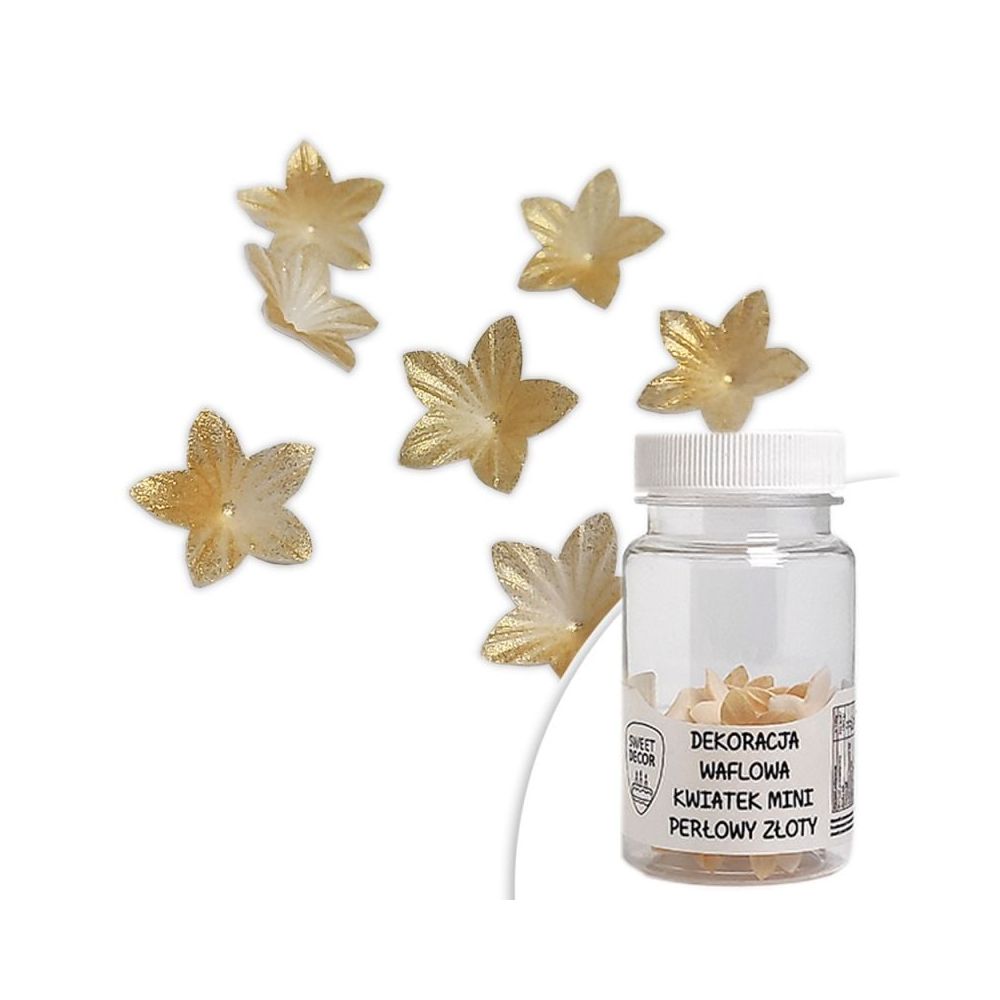 Edible wafer flowers - gold, 30 pcs.