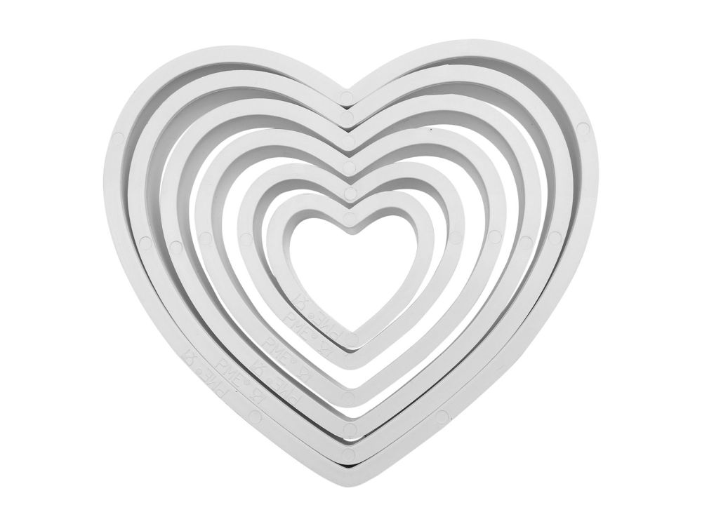 Set of cookie cutters - PME - hearts, 6 pcs.
