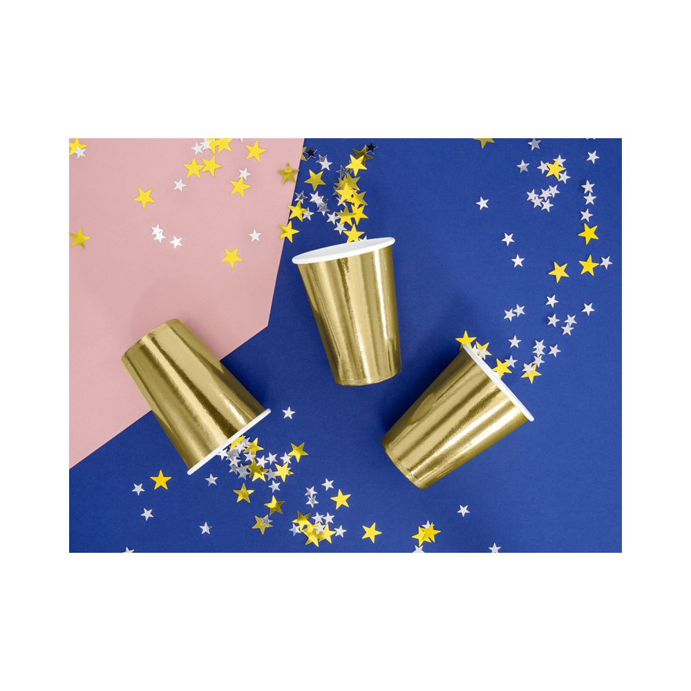 Paper cups - PartyDeco - gold, 220 ml , 6 pcs.
