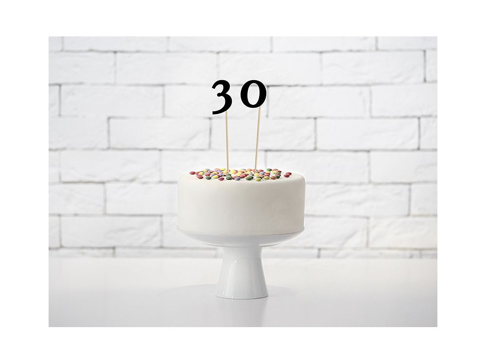 Toppery urodzinowe na tort - PartyDeco - cyferki, czarne, 11 szt.