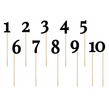 Birthday cake toppers - PartyDeco - numbers, black, 11 pcs