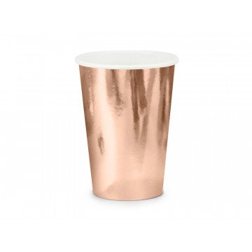 Kubeczki papierowe - PartyDeco - różowe złoto, 220 ml, 6 szt.