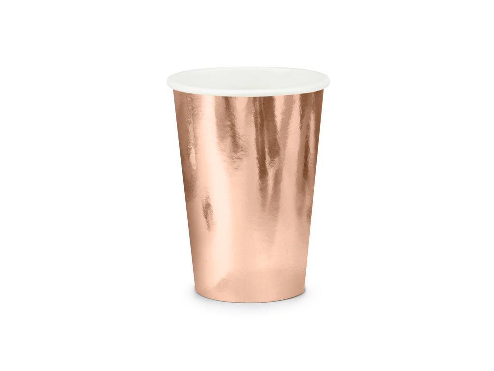 Paper cups - PartyDeco - rose gold, 220 ml , 6 pcs.