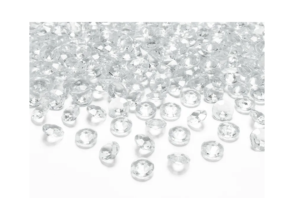 Konfetti dekoracyjne Diamenty - PartyDeco - bezbarwne, 100 szt.
