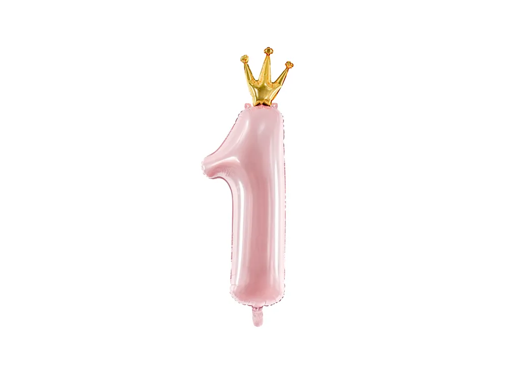 Foil balloon - PartyDeco - number 1, pink, 30 x 90 cm