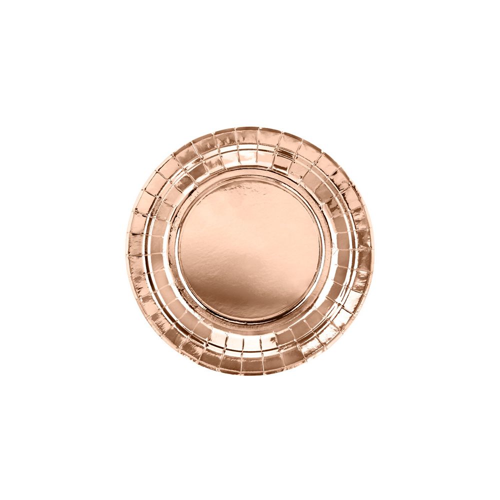 Paper plates - PartyDeco - rose gold, metallic, 18 cm, 6 pcs.