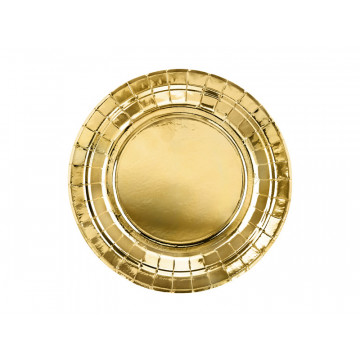 Paper plates - PartyDeco - gold, metallic, 18 cm, 6 pcs.