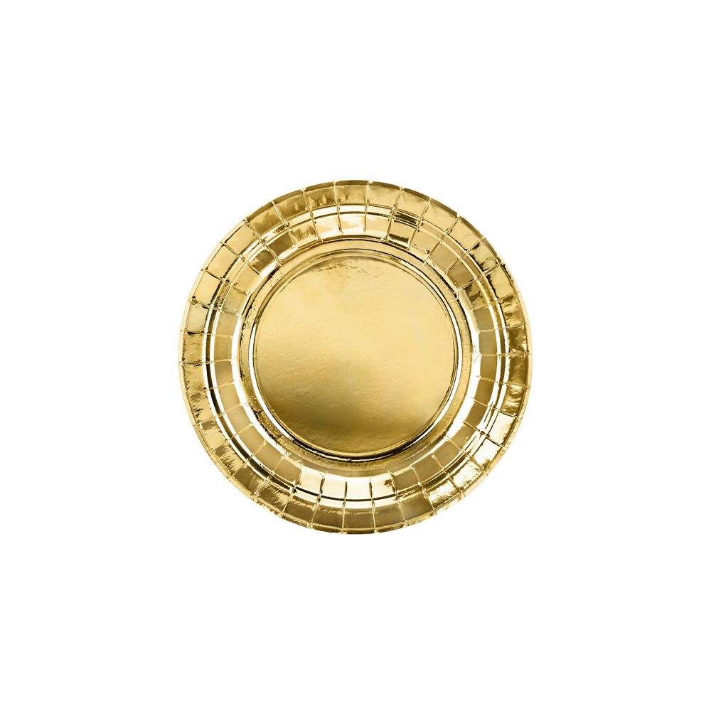 Paper plates - PartyDeco - gold, metallic, 18 cm, 6 pcs.