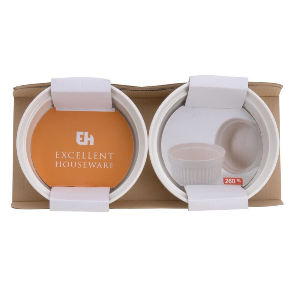 Ceramiczne kokilki do zapiekania - Excellent Houseware - białe, 11 cm, 2 szt.