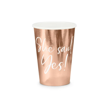 Paper cups She said Yes! - PartyDeco - 220 ml, 6 pcs.