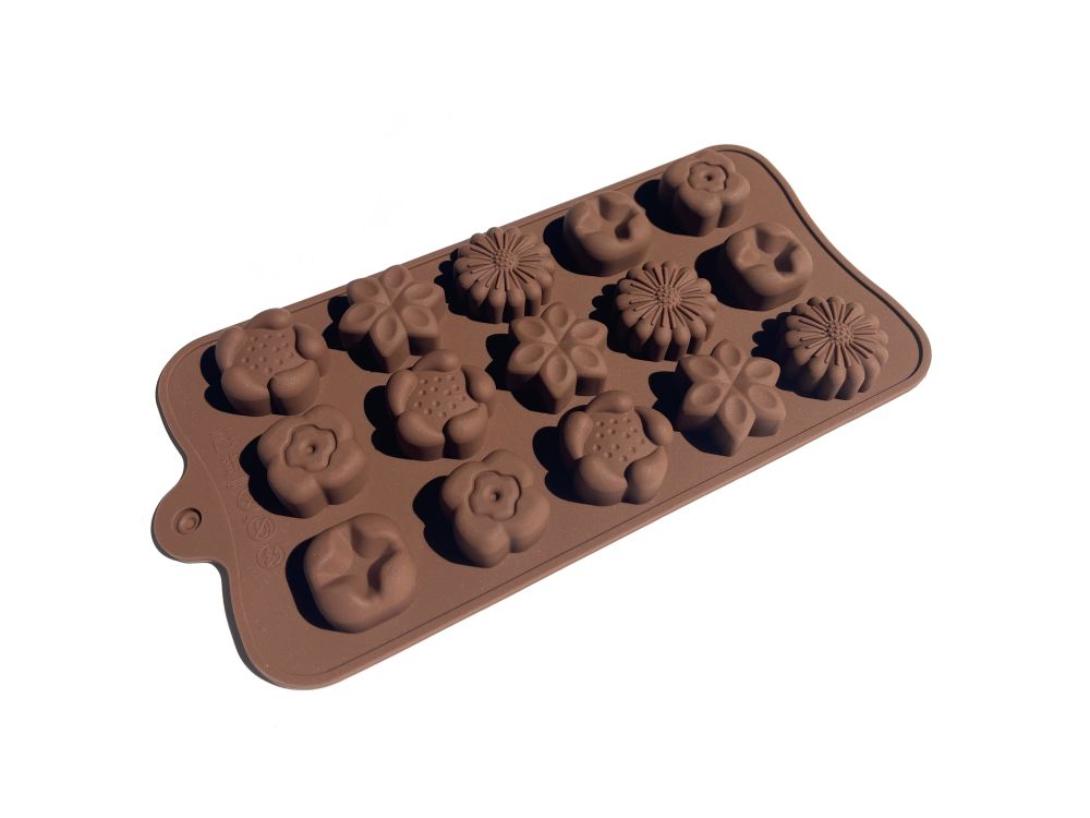 Forma silikonowa do czekoladek - Kwiatki, 15 szt.