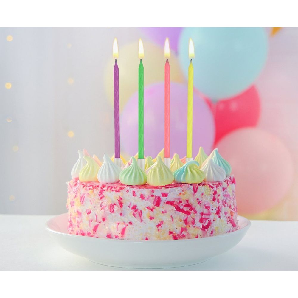 Birthday candles - GoDan - neon mix, 10 pcs.