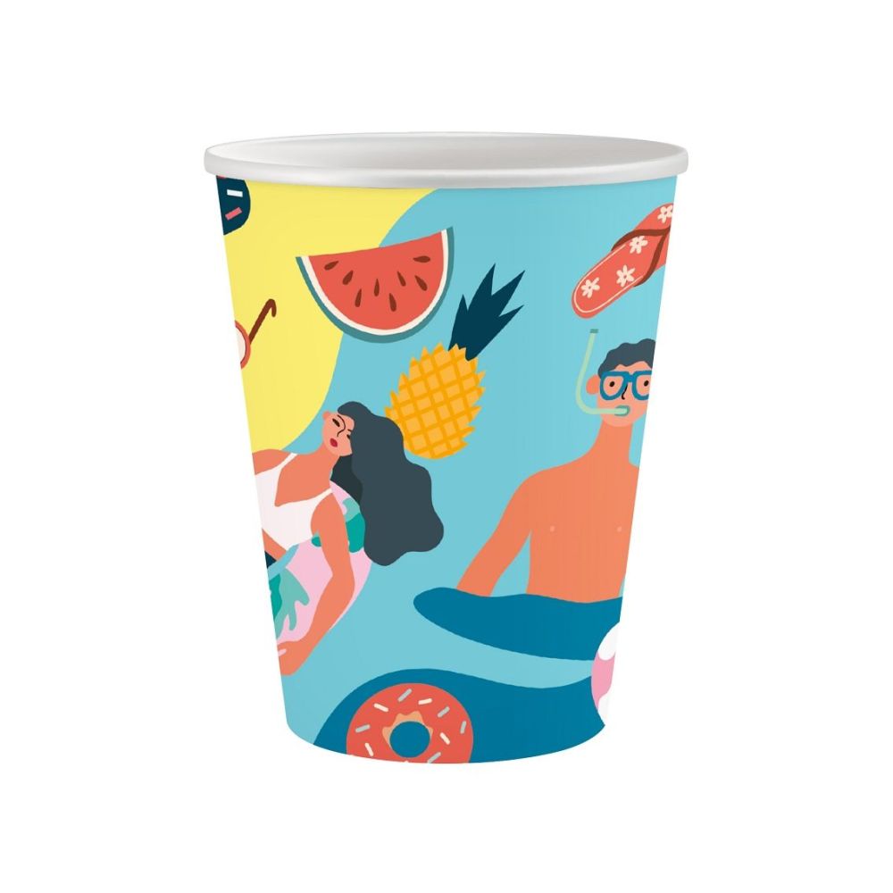 Kubeczki papierowe Summer - GoDan - Let's Party Beach, 250 ml, 6 szt.