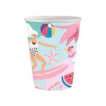 Kubeczki papierowe Summer - GoDan - Let's Party Surfing, 250 ml, 6 szt.