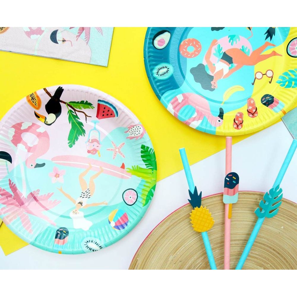 Paper plates Summer - GoDan - Let's Party Beach, 18 cm, 6 pcs.