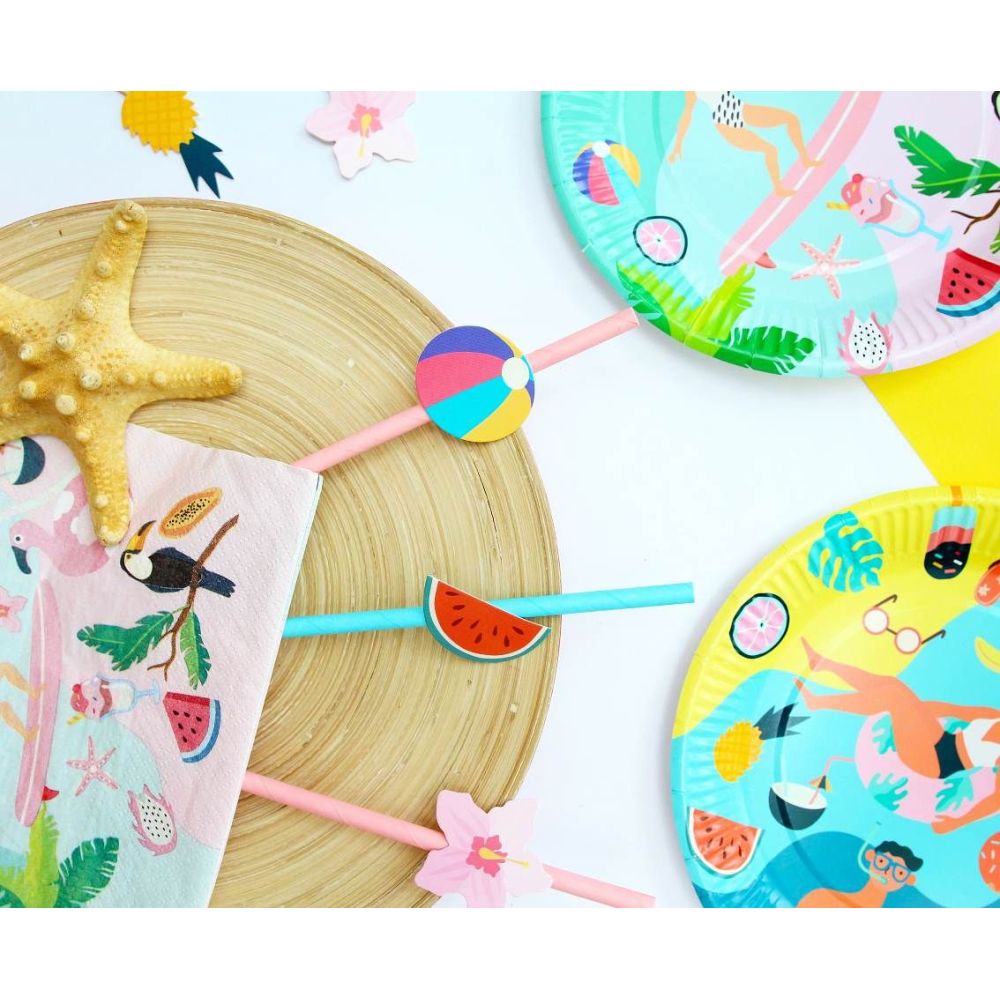Paper plates Summer - GoDan - Let's Party Beach, 18 cm, 6 pcs.