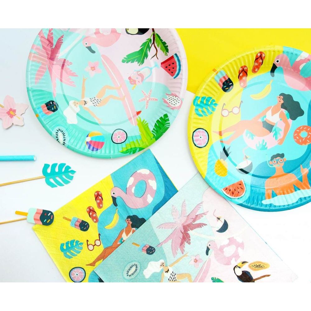 Paper plates Summer - GoDan - Let's Party Surfing, 18 cm, 6 pcs.