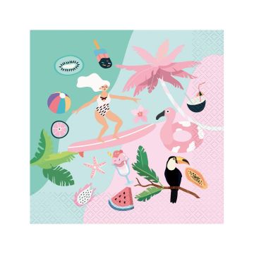 Paper napkins Summer - GoDan - Let's Party Surfing, 20 pcs.